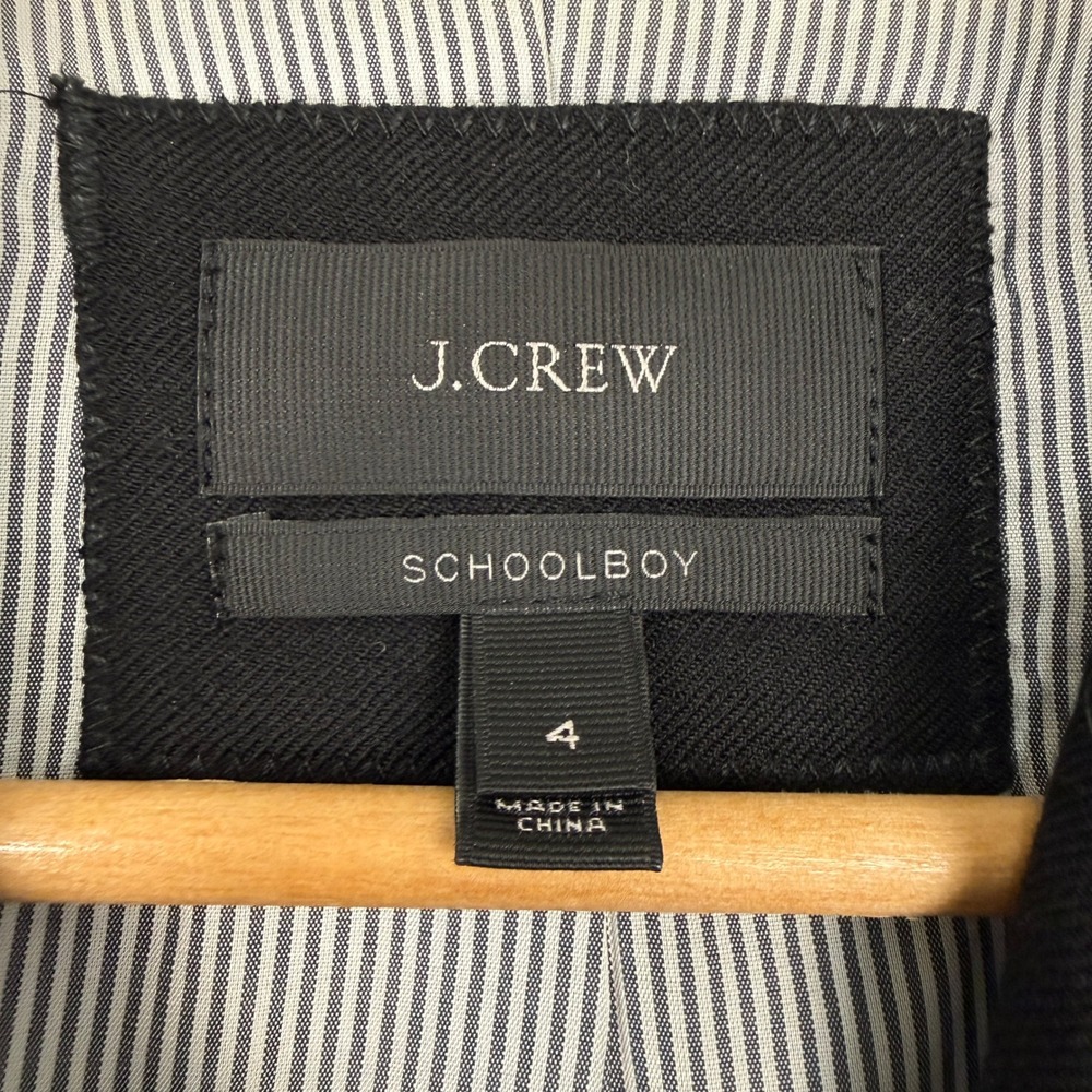 J Crew Schoolboy Blazer Womens 4 Black Wool Blend Preppy Dark Academia - Picture 2 of 10